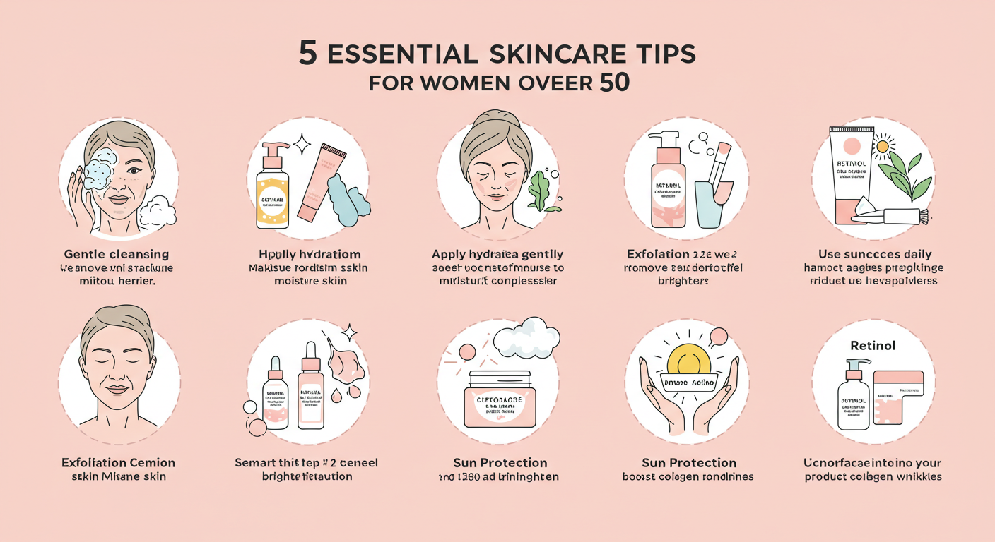 give me image of 5 Tips for Skincare After 50